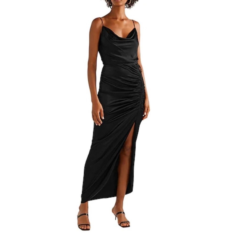 Veronica Beard Natasha Ruched Black Satin Dress
Size 6